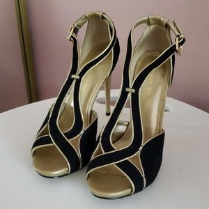 Black and Gold Heels - size 9.5